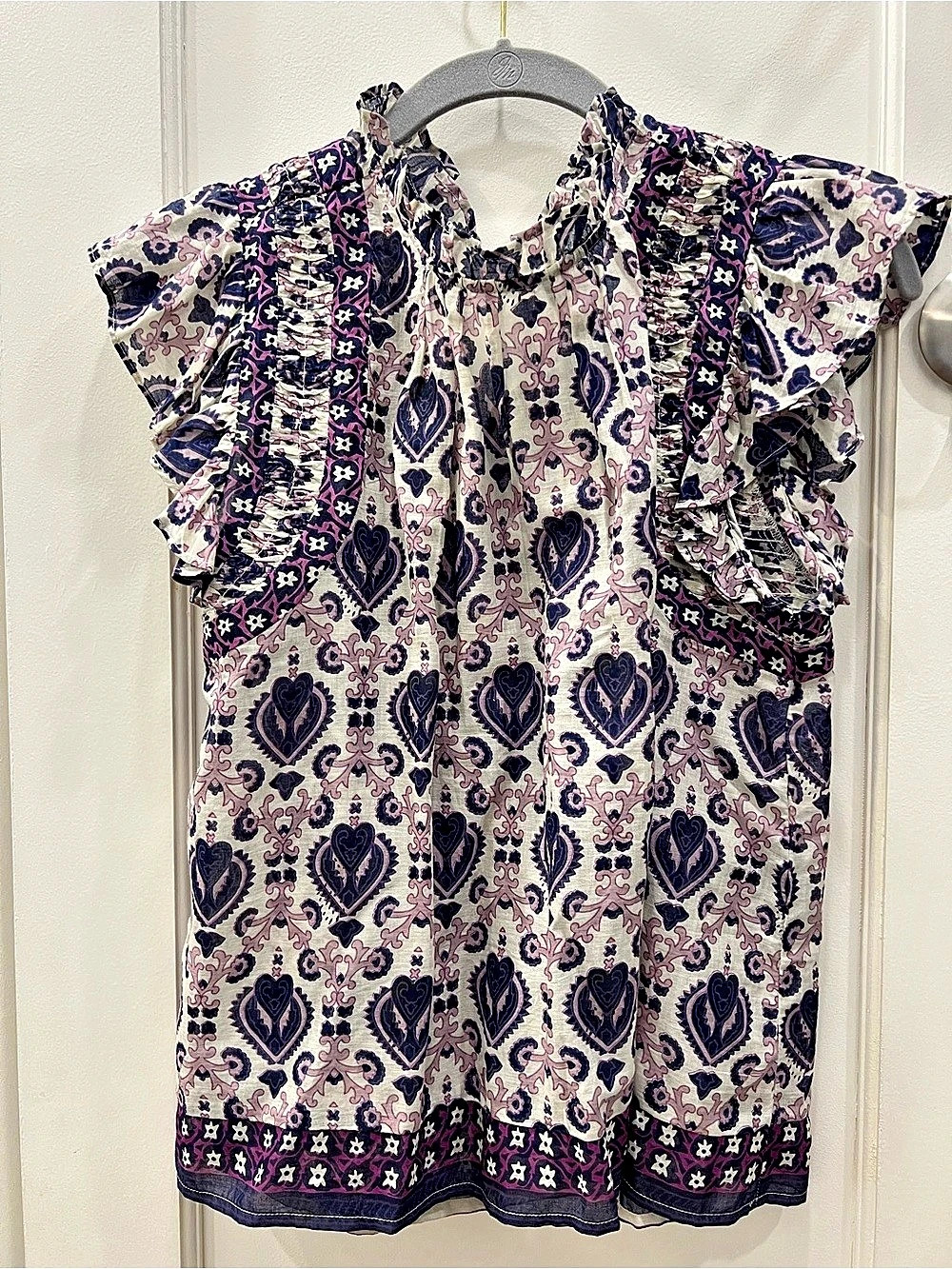 Sea NY Paisley Ruffle Blouse in Purple & Pink Size Small